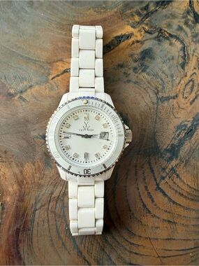Toy Watch White Ceramic Link Crystal Marker Watch. 41mm. Water Resistant 5 ATM.